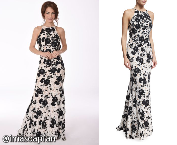 Elizabeth Webber, Rebecca Herbst, Black and White Floral Lace Gown, Jovani, Nurses Ball, GH, General Hospital, Season 55