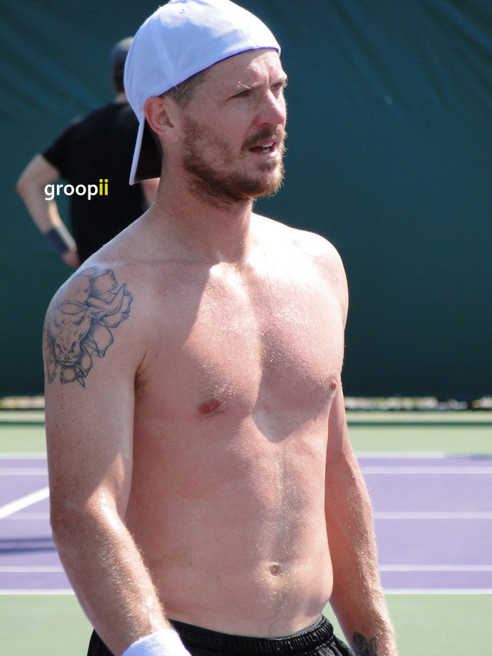 Alex Bogomolov Jr was shirtless on the practice court at Miami Open in 2011