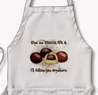 apron with chocolate truffles printed on it