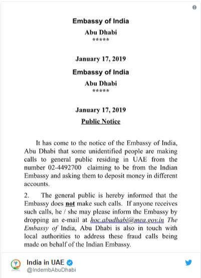 Embassy Warning For Indian Expats In UAE 