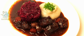 Wildgulasch Topinambur Blaukraut