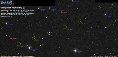 Comet Ison's current position