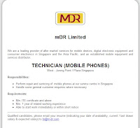 Technician For Singapore