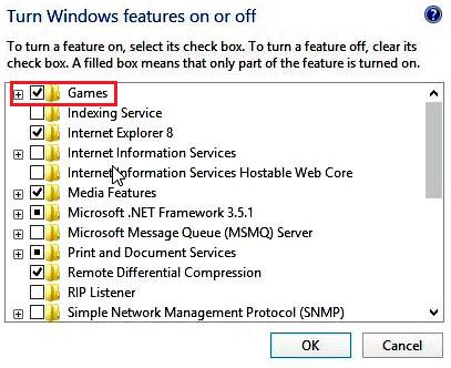 Turn windows features on or off