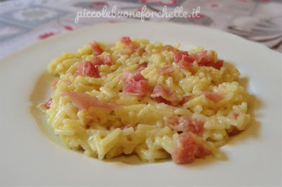 foto ricetta carbonara con uovo di quaglia per bambini