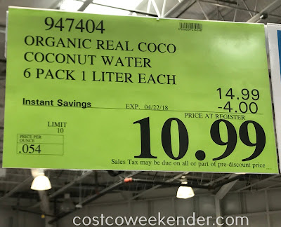 Deal for pack of 6 Real Coco Organic Pure Coconut Water at Costco