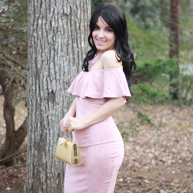 SheIn Pink Faux Suede Dress