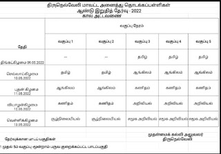 1 முதல் 5 ஆம் வகுப்பு வரை மூன்றாம் பருவத் தேர்வு கால அட்டவணை வெளியீடு- திருநெல்வேலி