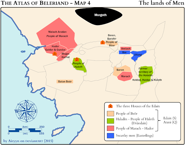 The lands of Men (Atlas of Beleriand - Map 4)