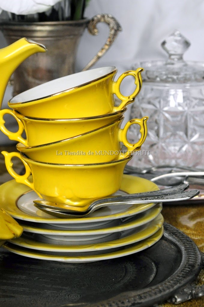 juego de cafè amarillo tazas