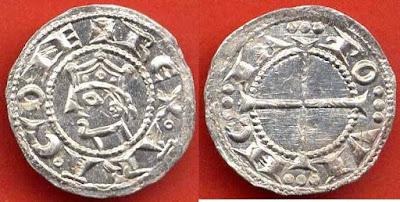 Moneda de plata de Alfonso II REX ARAGONE, finals del siglo XII.  ¿Y lo rey de Cataluña, por aón pare?