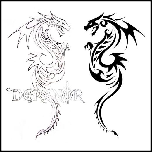 Cool Tribal Dragon Tattoos Design