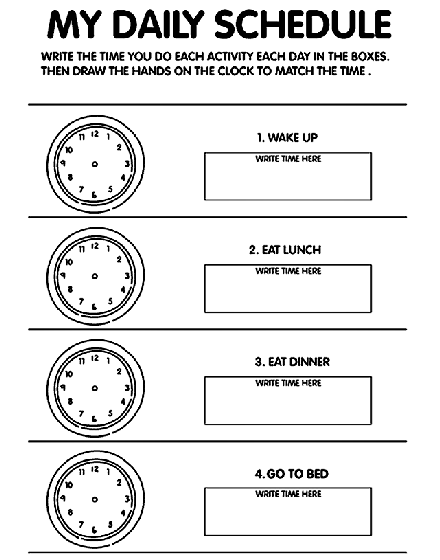 My Daily Schedule Coloring Page