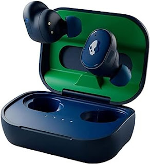 Skullcandy Grind In-Ear Wireless Earbuds, 40 Hr Battery, Skull-iQ, Alexa Enabled, Microphone, Works with iPhone Android and Bluetooth Devices - Dark Blue/Green