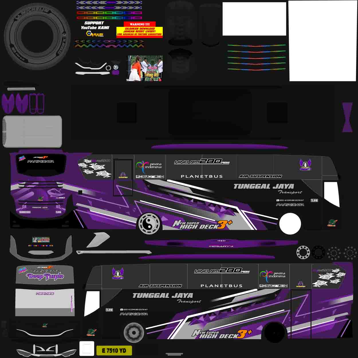 livery bus tunggal jaya deep purple