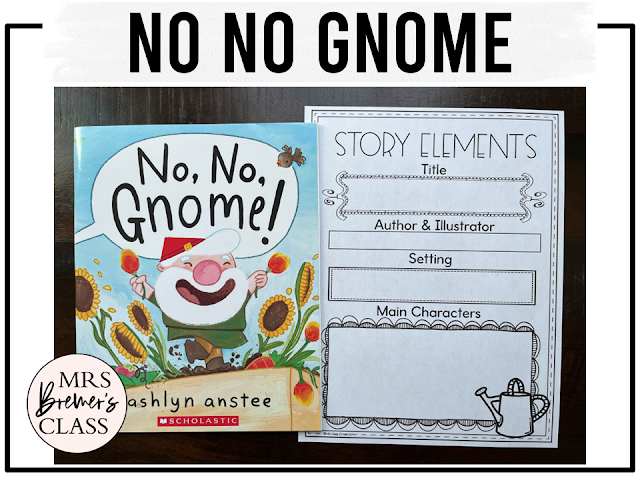 No No Gnome book activities unit with literacy printables, reading companion activities, and lesson ideas for Kindergarten and First Grade