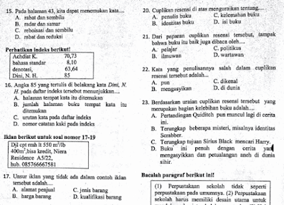 Download contoh soal latihan prediksi Soal PAS UAS Bahasa Indonesia Kelas 9 Semester 1 Tahun 2019