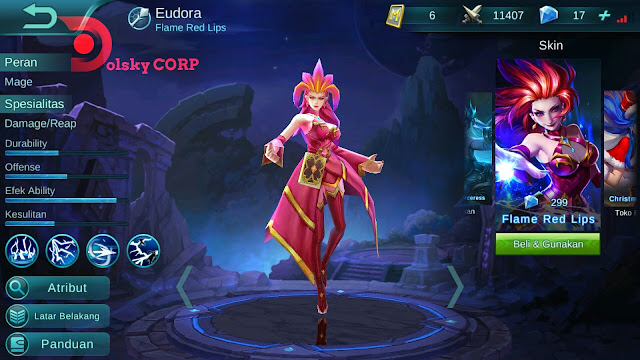 Hero Eudora ( Flame Red Lips ) High Damage Build Set up Gear