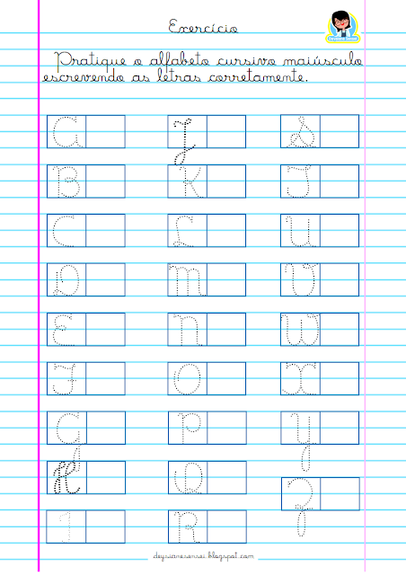 Proporcione uma prática variada e abrangente da caligrafia com mais 20 atividades, incluindo o alfabeto maiúsculo, minúsculo e famílias silábicas. Prontas para imprimir e utilizar em diferentes contextos de aprendizado. Continuando a jornada de aprendizado da caligrafia, apresentamos mais 20 atividades que exploram o alfabeto cursivo em suas diferentes formas, além de exercícios com famílias silábicas. Baixe e imprima para uma prática eficaz.