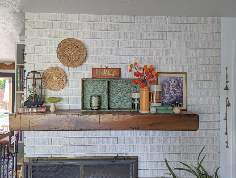 Early Fall Mantel With Repurposed Thermoses