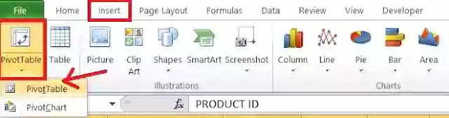 Pivot table in excel