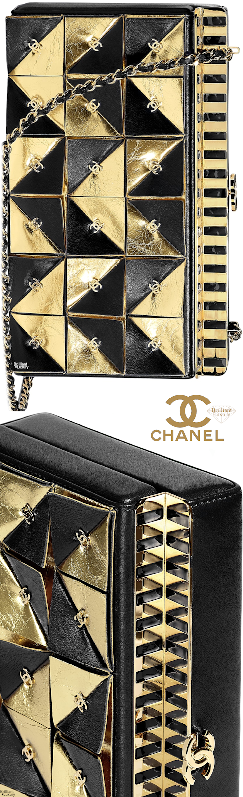 Brilliant Luxury♦Chanel Black and Gold Evening Clutch #bags