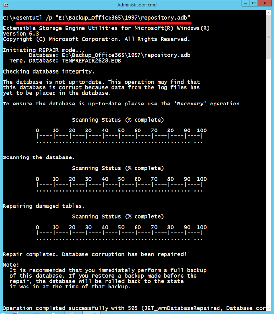 Veeam Backup O365: JetError -550, JET_errDatabaseDirtyShutdown