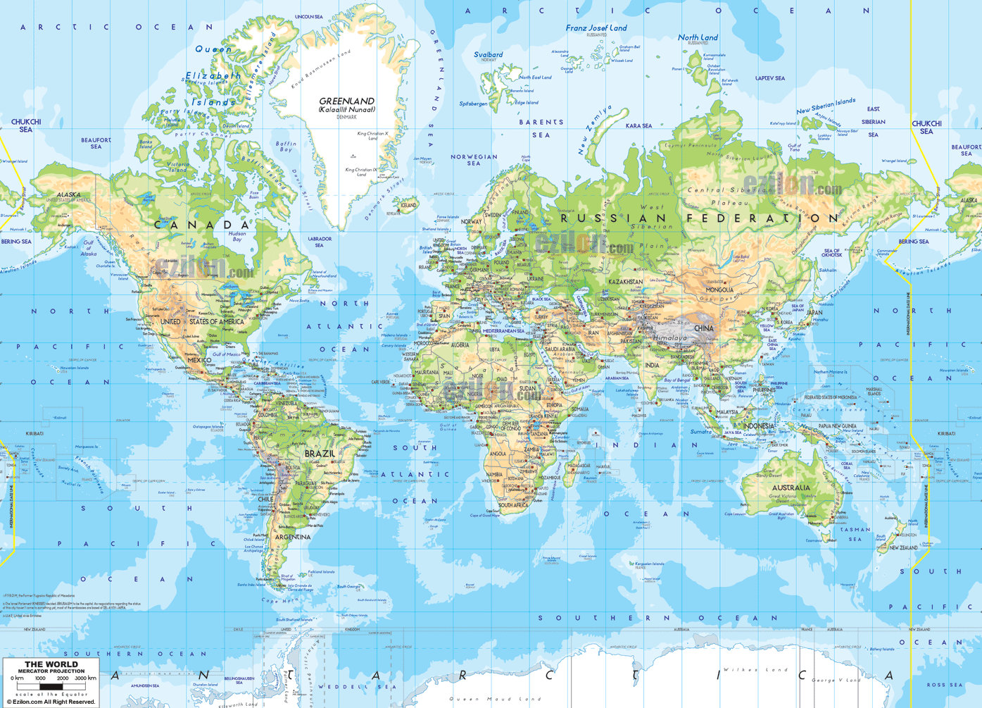 world physical map