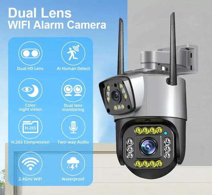 Dual Lens PTZ Outdoor Wifi Security Camera,Two way audio