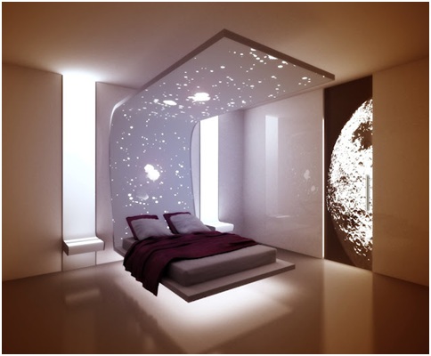 Amazing Floating Bed in a Minimalist Bedroom