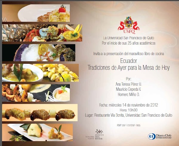 Presentación del libro "Ecuador Tradiciones de Ayer para la Mesa de Hoy", miércoles 14 de noviembre, 10h30, Restaurante Vía Bonita