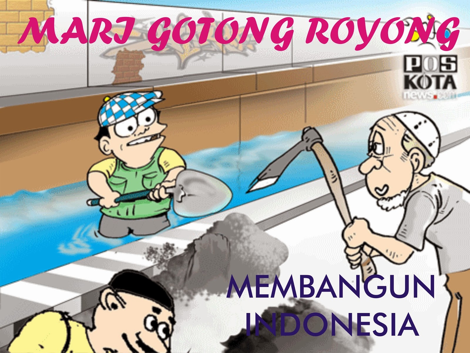  Gambar Gotong Royong Di Sekolah Kartun Bestkartun