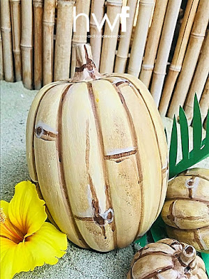 fall,pumpkins,painting,faux finish,DIY,diy decorating,tutorial,neutrals,tiki style,coastal style,beach style,Halloween,boho style,re-purposed,home decor,fall home decor,autumn home decor,painted pumpkins,pumpkin decorating,faux bamboo,bamboo decor,bamboo pumpkins.