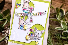 Sunny Studio Stamps: Staggered Circles Dies Chubby Bunny Happy Easter Card by Eloise Blue