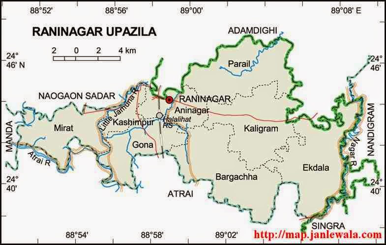 raninagar upazila map of bangladesh