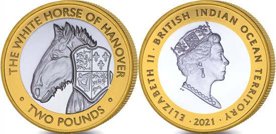 British Indian Ocean Territory 2 pounds 2021 - The Queen's Beasts - The White Horse of Hanover