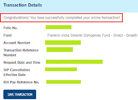 Franklin Mutual Fund - Cancel SIP