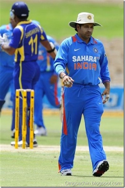 India's Sachin Tendulkar walks on the field during their One Day International cricket series match against Sri Lanka in Adelaide, Australia, Tuesday, Feb. 14, 2012.