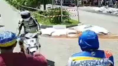 Diduga Rem Blong di Tikungan Kapsul, Tabrak Panitia dan Penonton Hingga Patah Tulang 