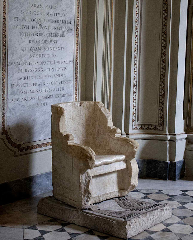 São Gregório Magno, seu trono na abadia de Monte Celio