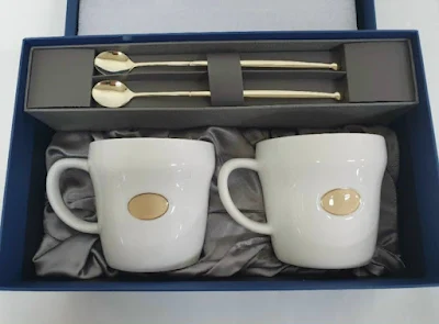 Set quà tặng sang trọng - 2 ly cafe ceramic sứ men vân đá
