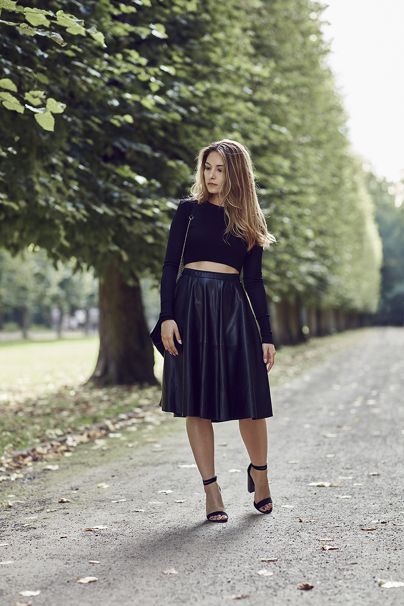 Zara Crop Top Leather Leder Skirt Rock