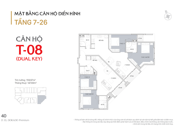 Thiết kế chi tiết căn hộ dual key E1-08 dự án D'el Dorado phú thượng