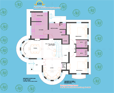 256 Square Meter (2761 Square Feet) semi circular shaped villa - June 2011