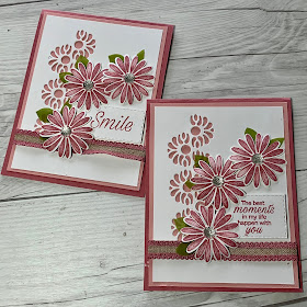 Cards made with Stampin' up Tasteful Background Dies & Daisy Lane