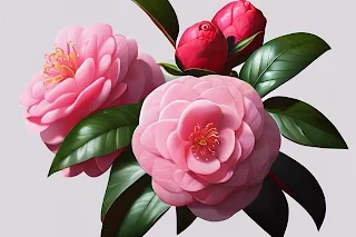 Camelia Flowers AI Art Image
