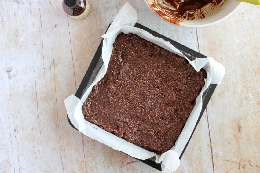 Unbaked cornflake slice in baking tin