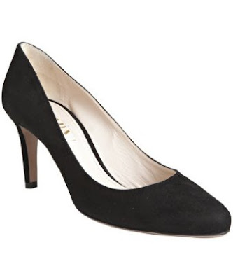 black suede mid-heel pumps