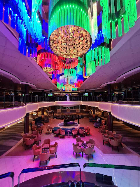 Colourful chandelier in NCL Jade atrium