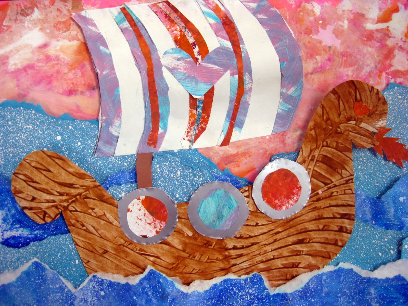 cassie stephens: in the art room: viking ship collages